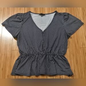 Modern Attraction Striped V-Neck Peplum Top